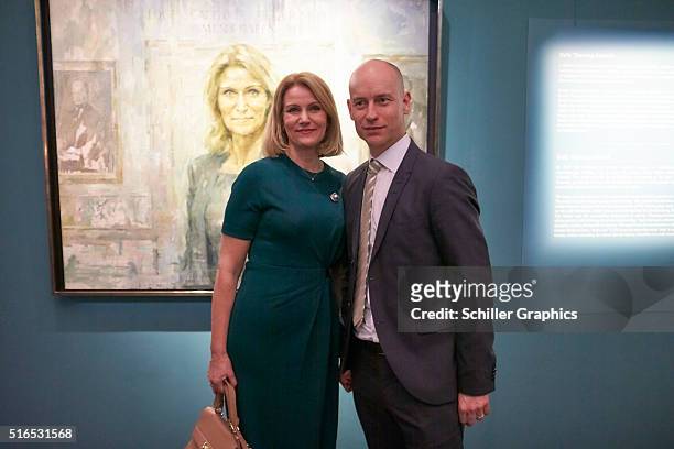 Helle Thorning-Schmidt and Stephen Kinnock attend the 'Jonathan Yeo Portraits' exhibition opening at the Museum of National History at Frederiksborg...