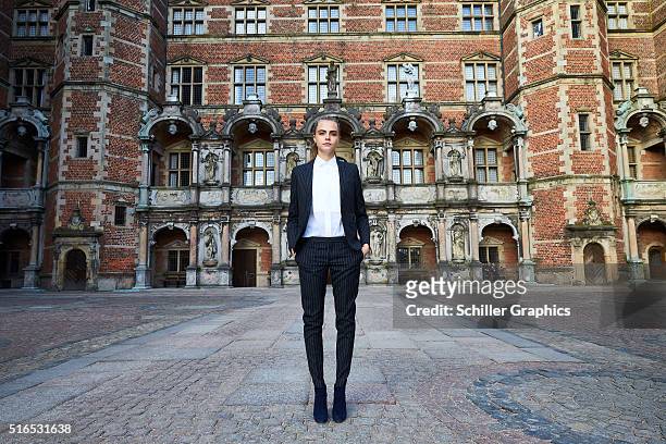 Cara Delevingne attends the 'Jonathan Yeo Portraits' exhibition opening at the Museum of National History at Frederiksborg Castle on March 19, 2016...