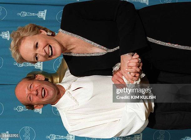 Actress Glenn Close and Australian pianist David Helfgott, whose life was portrayed by Oscar-nominated actor Geoffrey Rush in the film "Shine," pose...