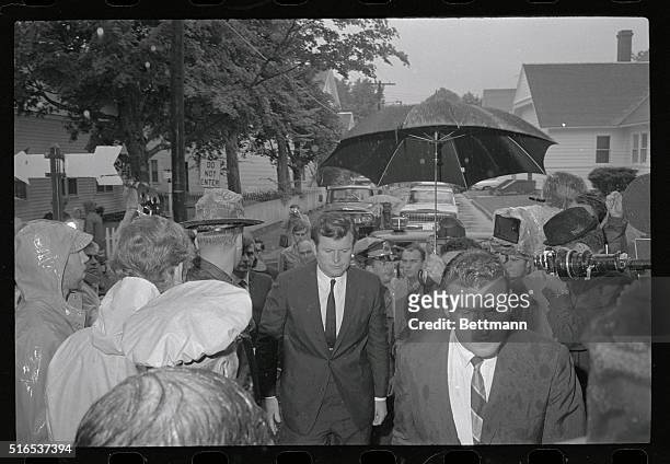 Suspended Sentence. Edgartown, Mass.: Massachusetts Senator Edward Kennedy walks through the rain to face charges at Dukes County Court House for...