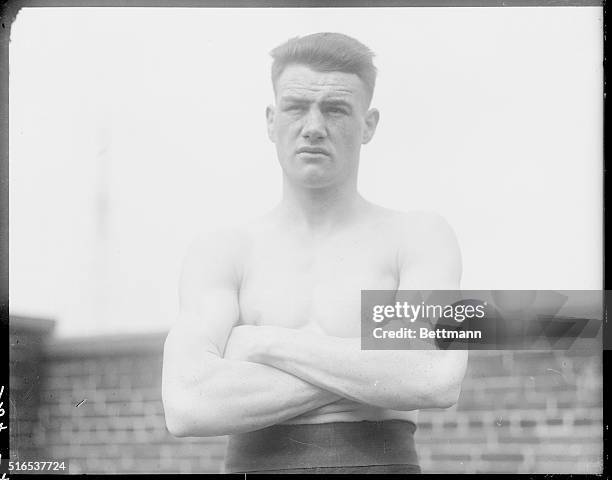 Bobby Barrett, lightweight fighter who knocked out Heine Gold the other night, is shown. Barrett and his manager are now in New York--Jim Doughtery...