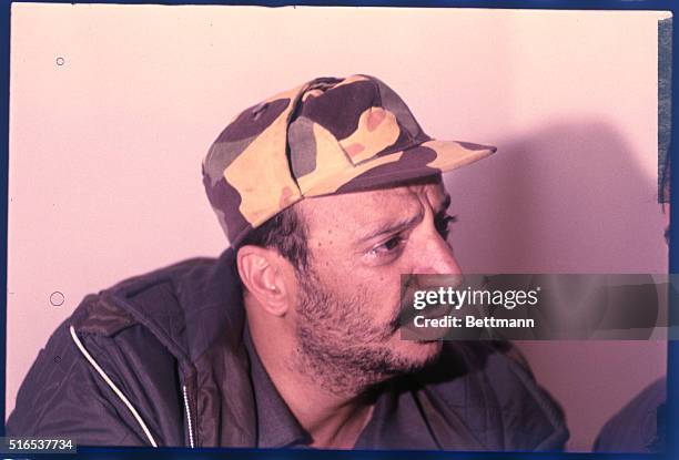 Cairo, U.A.R.: Palestine Liberation Organization Chairman Yassir Arafat is seen as he took part in the PLO/Lebanese negotiations which started in...