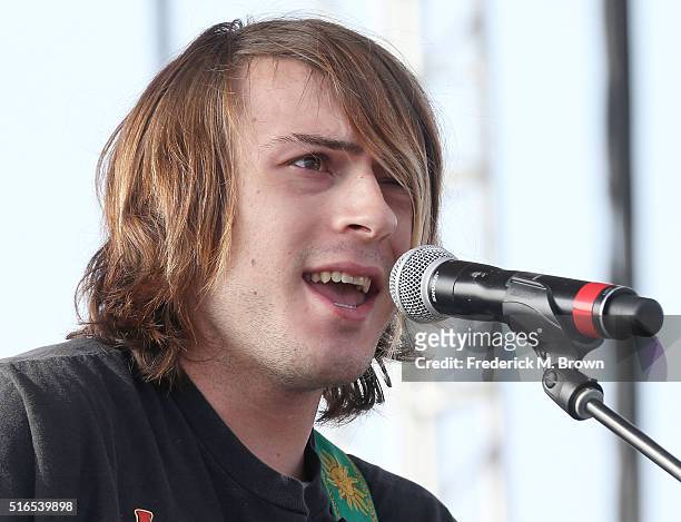 Singer Indio Downey of the band The Dose performs during the Auto Club 400 NASCAR Sprint Cup Series Event Weekend at the Auto Club Speedway on March...