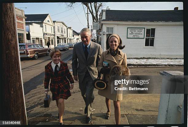 Five young women who were at the party on Chappaquiddick Island with Senator Edward M. Kennedy and Mary Jo Kopechne July 18th are shown walking with...