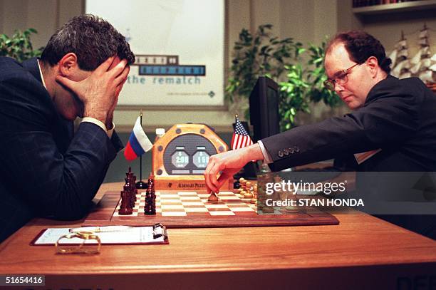 Garry Kasparov upset during match vs the IBM supercomputer Deep Blue.  News Photo - Getty Images