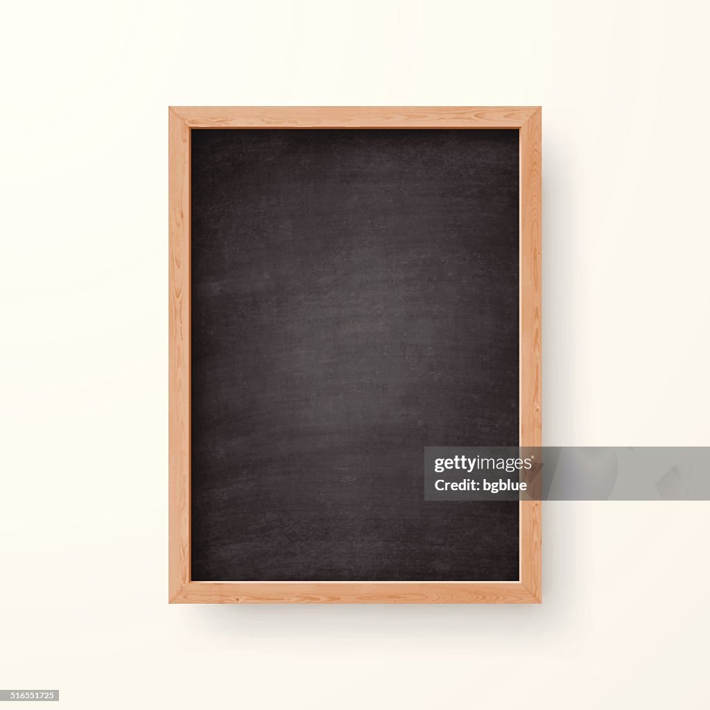 Blank Chalkboard with Wooden Frame on white Background