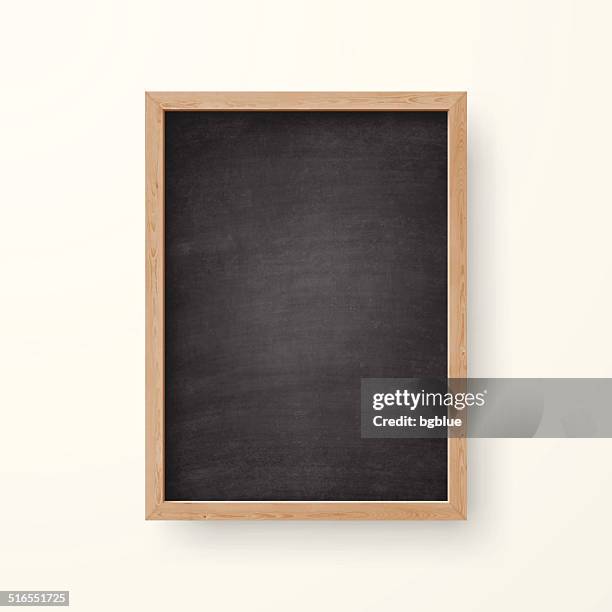 blank chalkboard with wooden frame on white background - chalk board stock illustrations