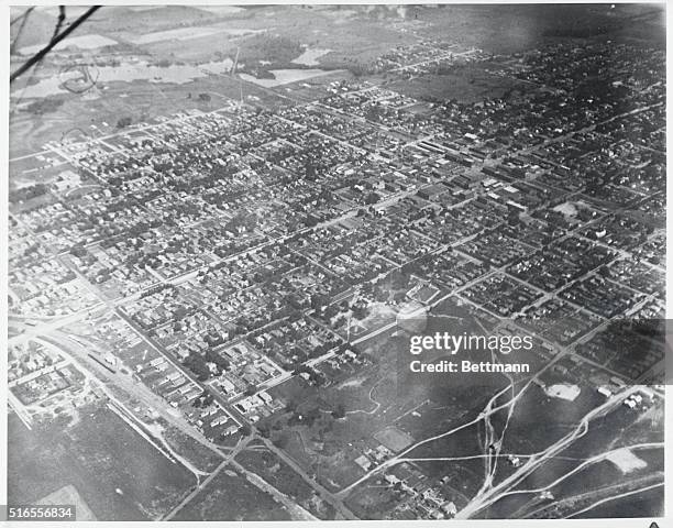 An airplane view of the Herrin mine district where union miners on strike opened battle against non union workers, taking a toll of more than 20...