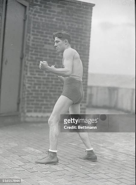 Pal Moran, lightweight boxer, in fight pose.