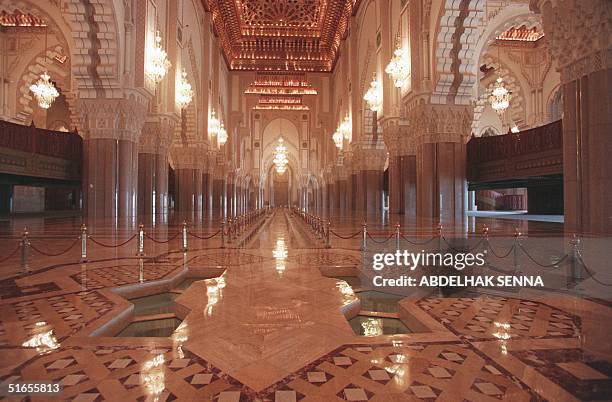 Interior view of Hassan II mosque shot10 July 1998 in Casablanca. Vue interieure de la MosquTe Hassan II de Casablanca prise le 10 juillet 1998.