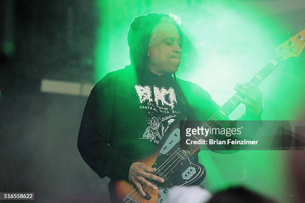 Sergio Vega of The Deftones performs for SPIN showcase at Stubbs during 2016 SXSW Music, Film + Interactive Festival on March 18, 2016 in Austin,...