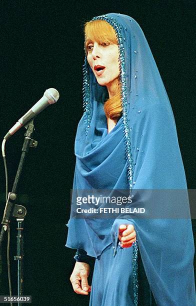 Lebanese singer, Fairouz, performs during a concert held to collect money for welfare organisations in Tunis late 14 November.