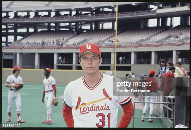 Half-length of Bob Forsch, pitcher for the St. Louis Cardinals.