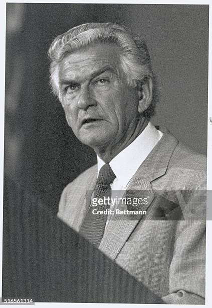 Robert Hawke, Australian Prime Minister, pictured while at the Press Club in Washington, D.C.
