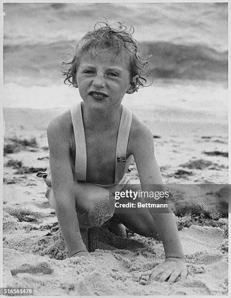 Young Prince Harald of Norway at Cape Home. Wianno, Cape Cod, Massachusetts: Little Prince Harald, three-year-old son of Crown Princess Martha of...