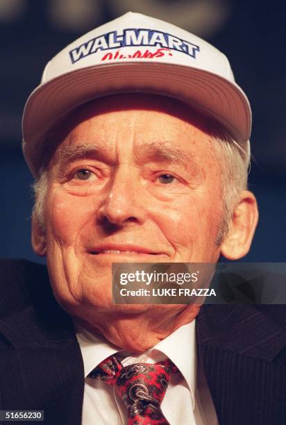 Sam Walton, founder of Wal-Mart, US retail chain, shown in a photo dated 05 April 1992 taken in Little Rock.