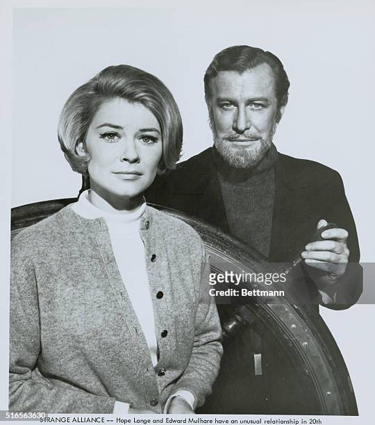 Hope Lange and Edward Mulhare in a scene from The Ghost and Mrs. Muir.