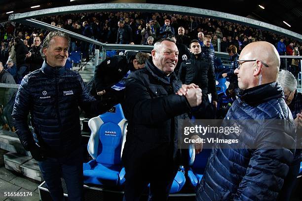 Assistant trainer Gert Peter de Gunst of PEC Zwolle, coach Ron Jans of PEC Zwolle, caretaker Erwin Vloedgraven of PEC Zwolle during the Dutch...