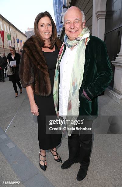 Rolf Sachs and Pia Hahn during the opening of the easter festival 2016 'Otello' premiere on March 19, 2016 in Salzburg, Austria.