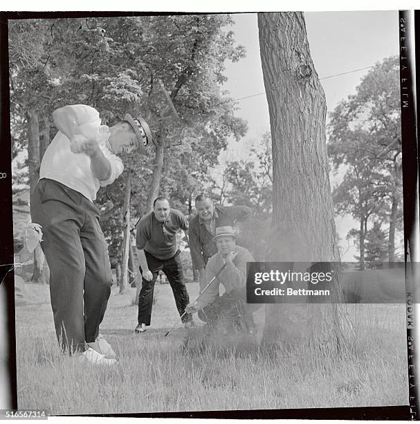 Enjoying a Yankee day off, right fielder Roger Maris gets in some golf at the Old Westbury Golf and Country Club June 1st. Back in the lineup after a...