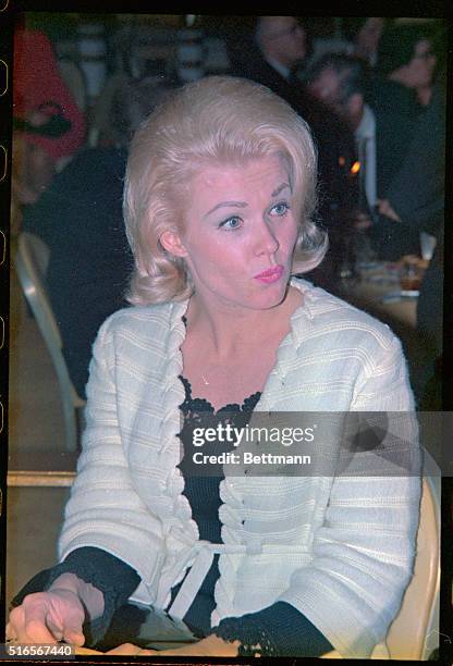 Closeup of actress Pat Priest at the Beverly Wilshire Hotel, where she watched Herb Alpert and the Tijuana Brass receive citations for their creation...