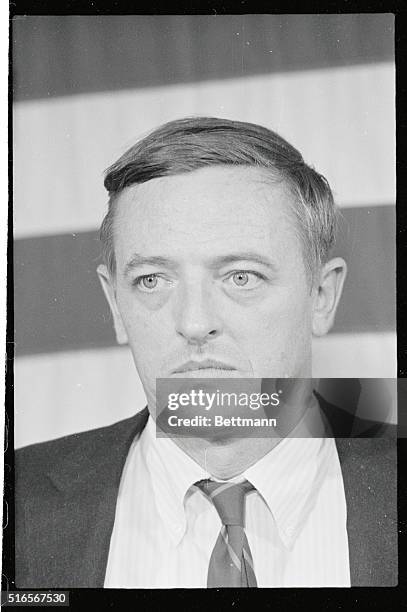 William Buckley, Conservative Party candidate is shown at a press conference at his West 45th Street offices, which were his campaign headquarters.