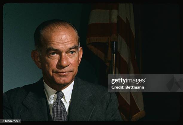 Washington, DC....Senator J. William Fulbright, , Chairman of the Senate Foreign Relations Committee, in his office during a meeting with the press...