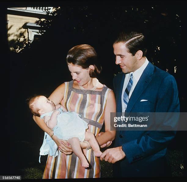 Athens, Greece: King Constantine and Queen Anne Marie of Greece with their baby, Princess Alexia.