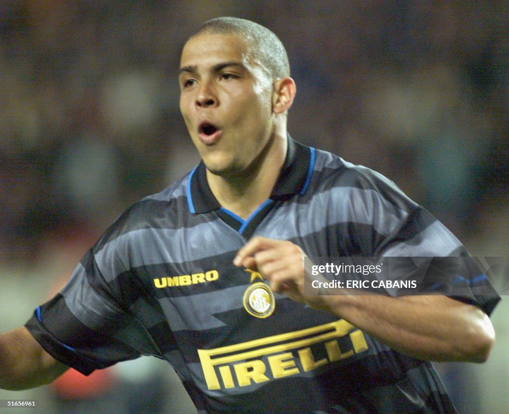 Inter Milan's Brazilian forward Ronaldo exults aft