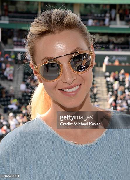 Actress Whitney Port visits the Moet and Chandon Suite at the 2016 BNP Paribas Open on March 19, 2016 in Indian Wells, California.