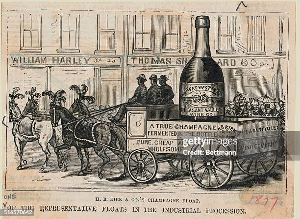 Kirk & Co.'s champagne float. [One] of the representative floats in the industrial procession.