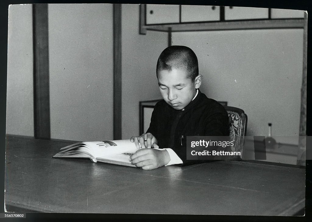 Crown Prince Akihito Studies at Desk