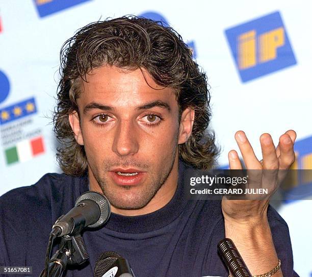 Italian soccer star player Alessandro Del Piero answers a question from a journalist during a press conference at the training ground at Senlis 09...