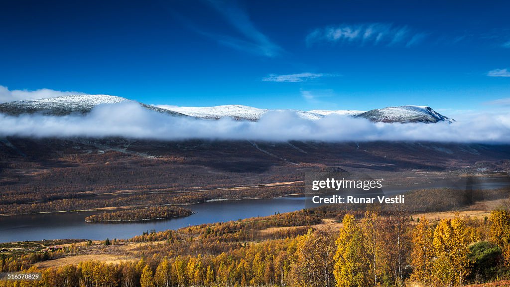 Norwegian mountain landscape in autumn colors