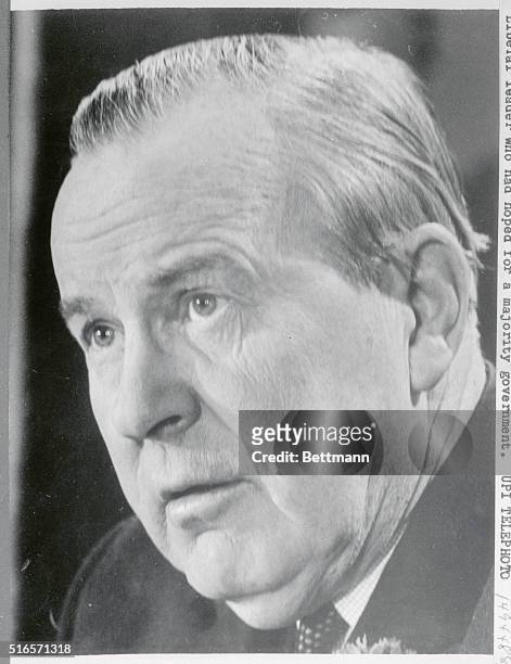 Ottawa: Prime Minister Lester Pearson as he addressed a national television audience from the Chateau Laurier hotel late following Canada's general...