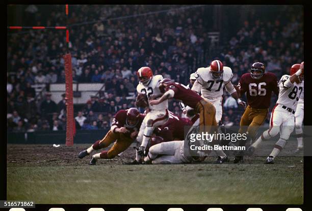 Cleveland Brown running back Jim Brown in action against the Washington Redskins.