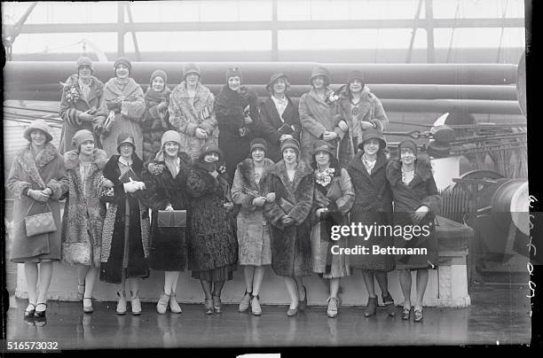 New York: The Albertina Rasch Ballet Troupe wouldn't dance for the photographers when the De Grasse sailed from New York, but they did soon after...