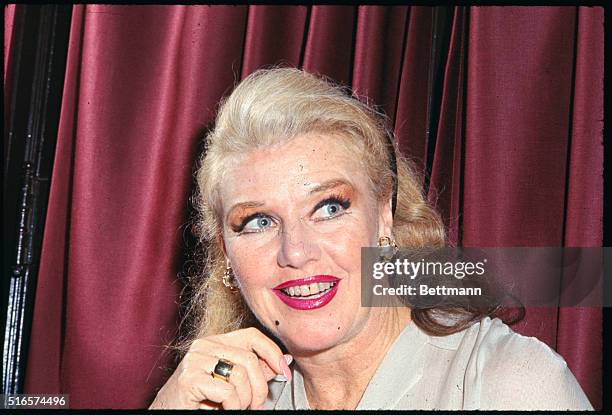 Actress Ginger Rogers, star of the Broadway hit, Hello Dolly appears at Sardi's Restaurant during party celebrating the 1,000th performance of the...