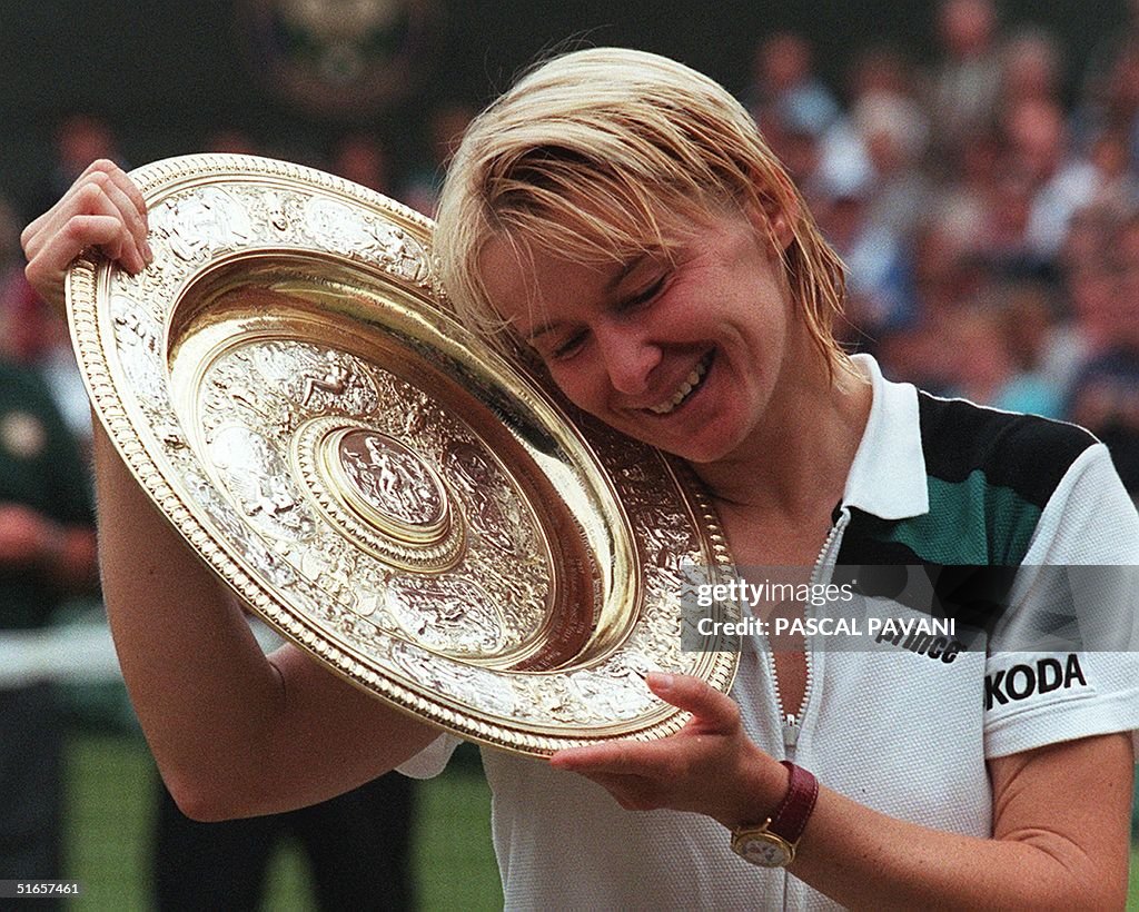 Czech Republic's Jana Novotna enjoys her champions