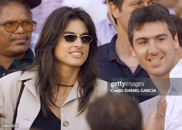 Former Argentinian tennis player Gabriela Sabatini watches the 1998 Soccer World Cup quarter final match between the Netherlands and Argentina, 04...