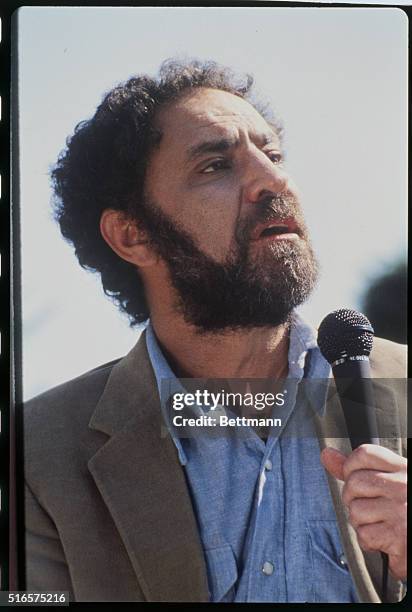 Former Yippie leader of the 1960s, Abbie Hoffman, during a taping of his appearance on The Phil Donahue Show in 1980.