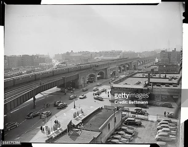 QUEENS BOULEVARD LOOKING WEST FROM 48TH ST.PHOTOGRAPH, 1950.