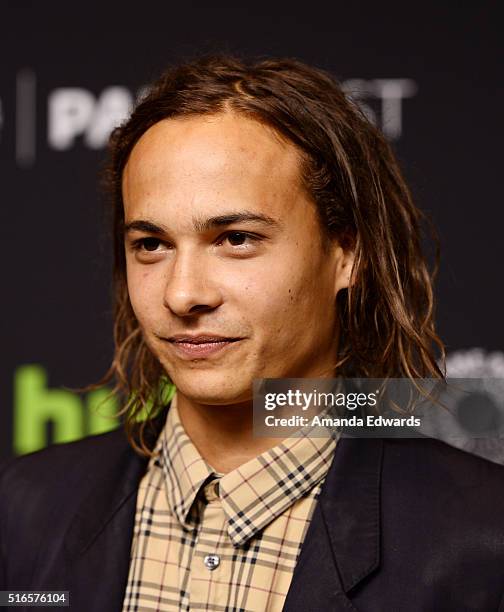 Actor Frank Dillane arrives at The Paley Center For Media's 33rd Annual PaleyFest Los Angeles presentation of "Fear The Walking Dead" at Dolby...