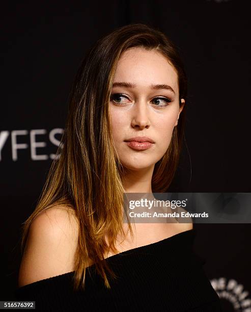 Actress Alycia Debnam-Carey arrives at The Paley Center For Media's 33rd Annual PaleyFest Los Angeles presentation of "Fear The Walking Dead" at...