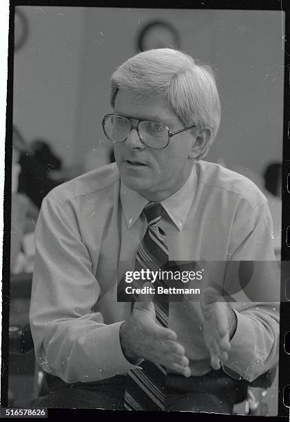Host, Phil Donahue, is shown here during the taping of his daily talk show.