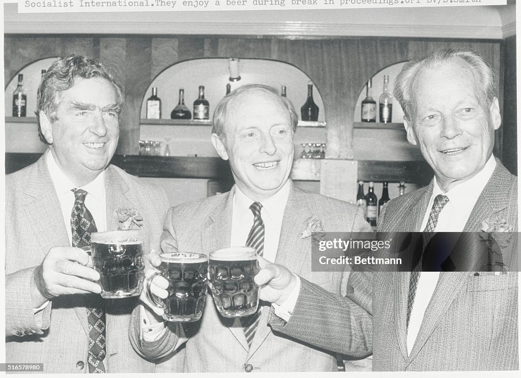 Willy Brandt and Others Enjoying a Beer