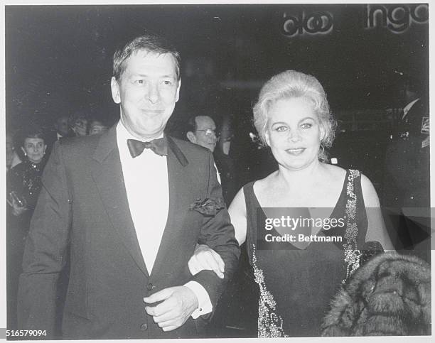 Actress Carroll Baker and her husband, Donald Burton, attending the premiere of Bob Fosse's Star 80 about the doomed Playboy model, Dorothy Stratten,...