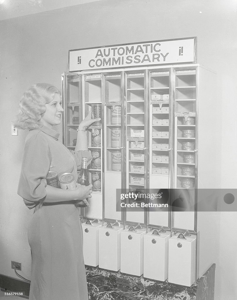 Young Woman at Grocery Vending Machine