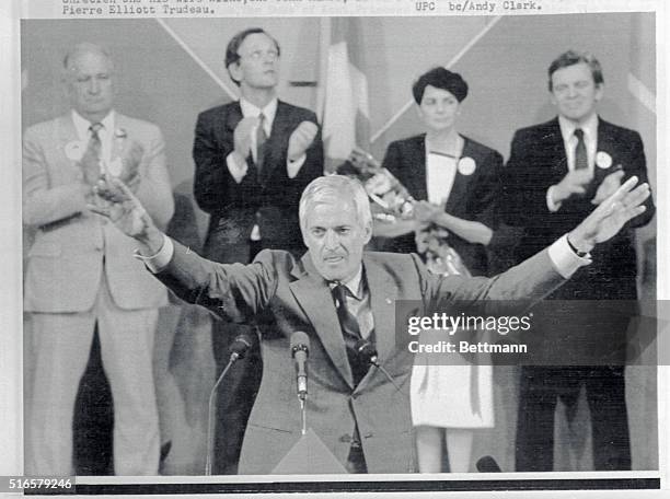 John Napier Turner, 55 was elected 6/16 Liberal Party leader and Prime Minister-designate of Canada. L-R in the back are Eugene Whelan, Jean Chrétien...