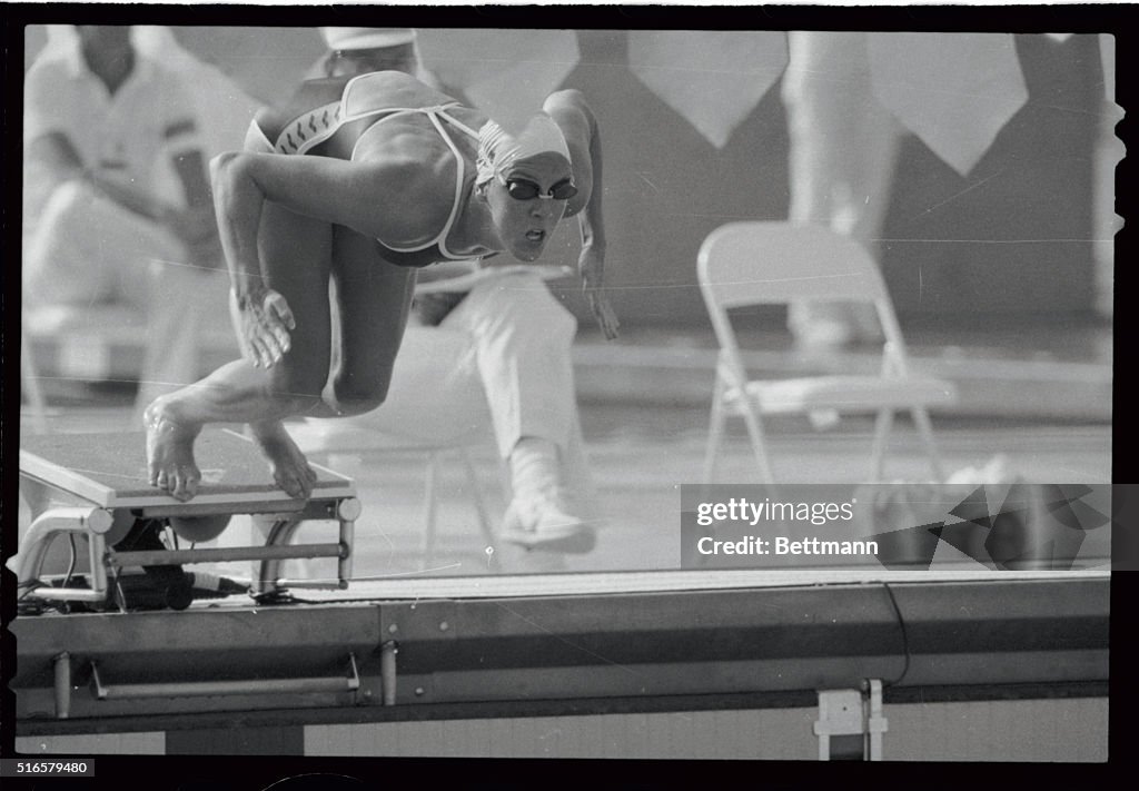 Tracy Caulkins Diving into Pool at The Olympics
